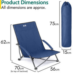 Trail Outdoor Leisure Low Beach Chair Folding Outdoor Camping Garden Festival Lightweight Lounger Seat - Navy - thumbnail 7