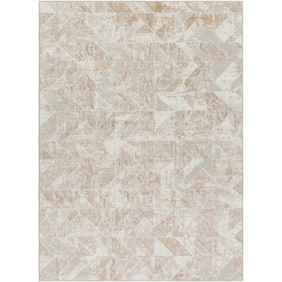Livabliss San Francisco-Abstract Ivory Tan Modern Marble Living Dining Bedroom Rug 120 X 170 Cm Easy Care, Non Shedding - image 1