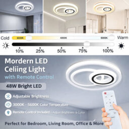 40Cm Led Ceiling Light With Remote Dimmable Flush Mount 48W Modern Round Lamp Warm White Cool White Bedroom Living Room - thumbnail 5