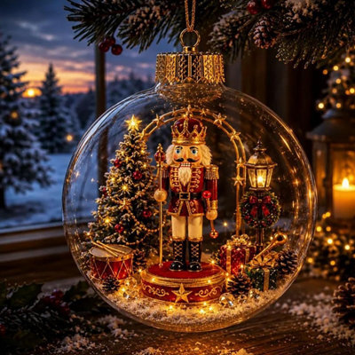 Amorly Led Light Up Christmas Globe Ornament, Clear Hanging Ball Bauble With Inner Scene, Christmas Tree Home Holiday Decoration - image 1