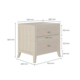 Wyld Haus Toscana Grey-Aged Oak Bedside Table With Rattan Drawer Fronts, 2 Drawers - thumbnail 6