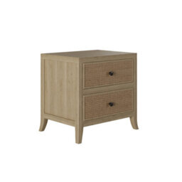Wyld Haus Toscana Grey-Aged Oak Bedside Table With Rattan Drawer Fronts, 2 Drawers - thumbnail 5