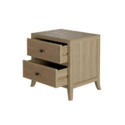 Wyld Haus Toscana Grey-Aged Oak Bedside Table With Rattan Drawer Fronts, 2 Drawers - thumbnail 4