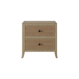 Wyld Haus Toscana Grey-Aged Oak Bedside Table With Rattan Drawer Fronts, 2 Drawers - thumbnail 3