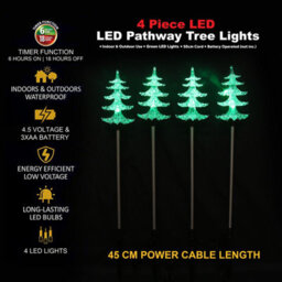 Almineez 4 X Crystal Christmas Tree Pre-Lit Green Led Pathway Lights Garden Indoor Outdoor Path Stake Lights - thumbnail 3