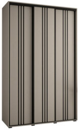 Arte Dakota Vi Sleek Cashmere & Black Sliding Door Wardrobe 1500mm H2350mm D600mm With Three Doors, Two Hanging Rails, And Six Shelves - thumbnail 1