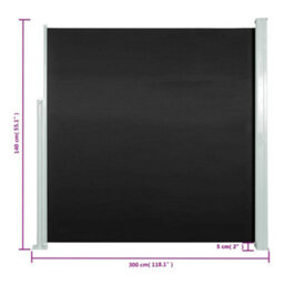 Walplus Retractable Side Awning Garden Sun Shade Canopy Gazebo For Back Door, Porch, Patio 140 X 300 Cm Black - thumbnail 7