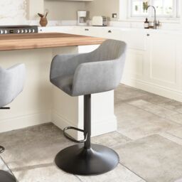 Bonnier Light Grey Adjustable Swivel Bar Stool - thumbnail 3