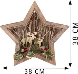 Shatchi B/o Led Wooden Reindeer Scene - Star Shape - W38Xd6Xh38Cm - thumbnail 7
