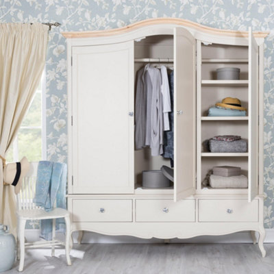 Statement Furniture Juliette Triple Wardrobe. French Style Triple Wardrobe With Crystal Handles - Champagne - image 1