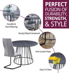 Hallowood Furniture Cullompton Large 120Cm Round Table With 6 Grey High Back Chairs - thumbnail 2