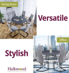 Hallowood Furniture Cullompton Large 120Cm Round Table With 6 Grey High Back Chairs - thumbnail 6