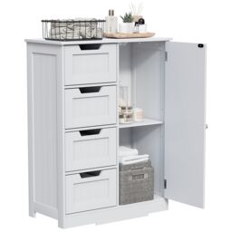 Hayle Matt White Freestanding Single Bathroom Drawer Cabinet (H) 810mm (W) 600mm - thumbnail 3