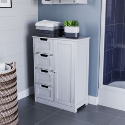Hayle Matt White Freestanding Single Bathroom Drawer Cabinet (H) 810mm (W) 600mm - thumbnail 4
