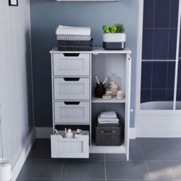 Hayle Matt White Freestanding Single Bathroom Drawer Cabinet (H) 810mm (W) 600mm - thumbnail 8