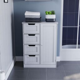 Hayle Matt White Freestanding Single Bathroom Drawer Cabinet (H) 810mm (W) 600mm - thumbnail 6