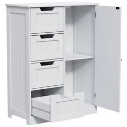 Hayle Matt White Freestanding Single Bathroom Drawer Cabinet (H) 810mm (W) 600mm - thumbnail 2