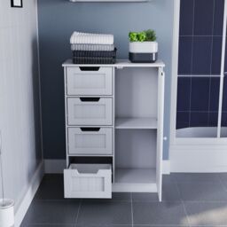Hayle Matt White Freestanding Single Bathroom Drawer Cabinet (H) 810mm (W) 600mm - thumbnail 9
