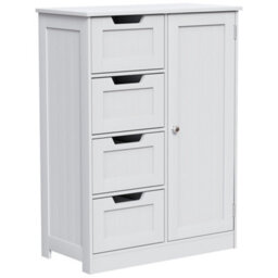 Hayle Matt White Freestanding Single Bathroom Drawer Cabinet (H) 810mm (W) 600mm - thumbnail 1