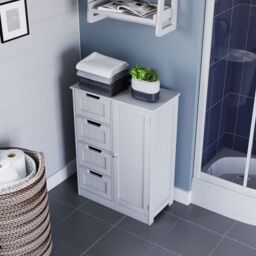 Hayle Matt White Freestanding Single Bathroom Drawer Cabinet (H) 810mm (W) 600mm - thumbnail 7