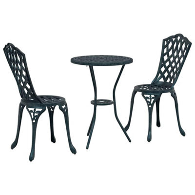 Berkfield Classic Garden Bistro Set 3 Pcs Green Aluminium