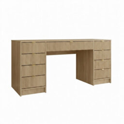 Computer Desk With Storage Tireno Bis Cremona Oak Laminated Mdf Fluted Drawer Fronts Modern Minimalist Furniture For Home Office - thumbnail 2