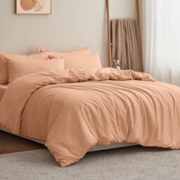 Ameha Plain 3-Piece Duvet Peach Quilt Cover Breathable Microfiber Reversible Single Set With Pillowcase 135 X 200 Cm - thumbnail 3
