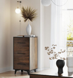 Impact Furniture Chest Of Drawers Tall Narrow 3 Drawer Storage Cabinet Black Legs Dark Oak Mid Century Modern Frida - thumbnail 6
