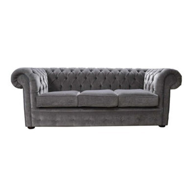Chesterfield Genuine 3 Seater Sofa Pimlico Bark Grey Fabric In Classic Style - image 1