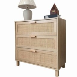 Rattan 3-Drawer Storage Chest Cabinet For Bedroom - thumbnail 1