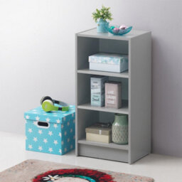 Timber Art Design Small 3 Tier Cube Bookcase Display Shelving Storage Unit Furniture Grey - thumbnail 3