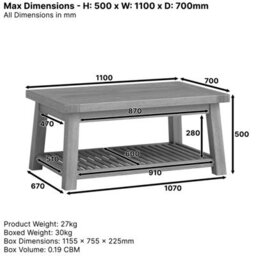 The Furniture Market Marbury Oak Trestle Coffee Table With Slatted Shelf - thumbnail 9