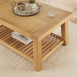 The Furniture Market Marbury Oak Trestle Coffee Table With Slatted Shelf - thumbnail 3