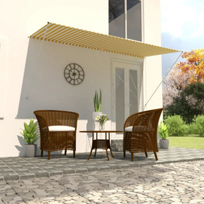 Berkfield Retractable Awning 300X150 Cm Yellow And White - image 1