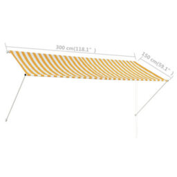 Berkfield Retractable Awning 300X150 Cm Yellow And White - thumbnail 8