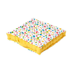 Homescapes Cotton Multi Coloured Polka Dot Floor Cushion, 50 X 50 Cm - thumbnail 1