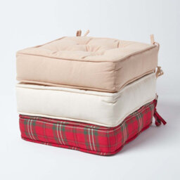 Homescapes Edward Tartan Cotton Dining Chair Booster Cushion - thumbnail 7