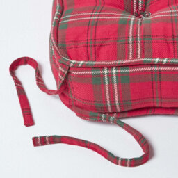 Homescapes Edward Tartan Cotton Dining Chair Booster Cushion - thumbnail 4