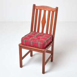 Homescapes Edward Tartan Cotton Dining Chair Booster Cushion - thumbnail 6