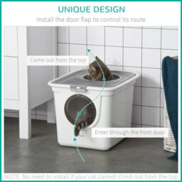 Pawhut Cat Litter Tray Pet Litter Box W/ Front Entrance, Top Exit, Scoop - White - thumbnail 6