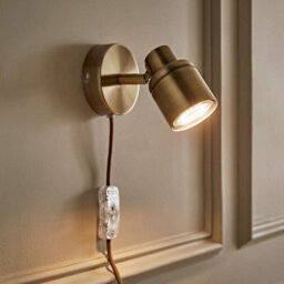 Valuelights Benton Antique Brass Plug In Wall Spotlight And Bulb - thumbnail 5