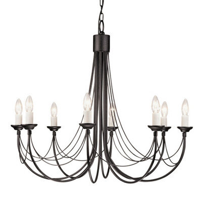 Elegant Gothic Style 8 Bulb Chandelier In Ivory With Black Finish And E14 Led - image 1