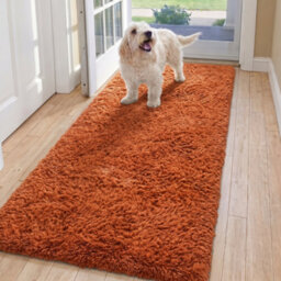 Oxford Homeware Shaggy Rug Anti-Slip Washable Soft Fluffy Living Room And Bedroom Rug (Rust, 60X220Cm) - thumbnail 1