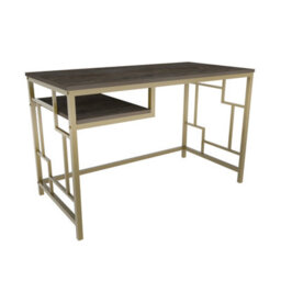 Decorotika Kennasaw 120Cm Wide Metal Frame Computer Desk Gold Dark Grey - thumbnail 4
