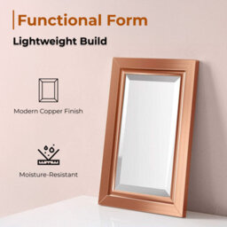 Ibathuk Mirana Copper Framed Mirror, Modern Wall Hung Bevelled Mirror For Bathroom Or Living Spaces, Bathroom Wall Mirror - thumbnail 2
