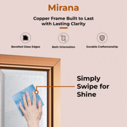 Ibathuk Mirana Copper Framed Mirror, Modern Wall Hung Bevelled Mirror For Bathroom Or Living Spaces, Bathroom Wall Mirror - thumbnail 3