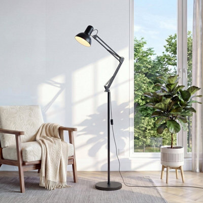Komore Black Adjustable Iron Floor Lamp Rotatable Lamp Head E27 - image 1