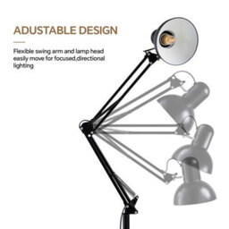 Komore Black Adjustable Iron Floor Lamp Rotatable Lamp Head E27 - thumbnail 4