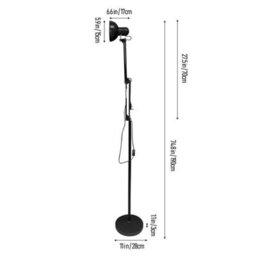 Komore Black Adjustable Iron Floor Lamp Rotatable Lamp Head E27 - thumbnail 8