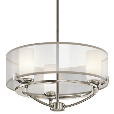 Elegant 3 Bulb Chandelier Pendant Light In Classic Pewter Finish With Led G9 Bulbs